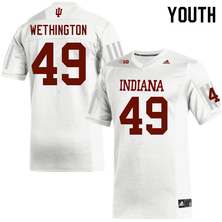 Youth #49 Brett Wethington Indiana Hoosiers College Football Jerseys Sale-White Jersey